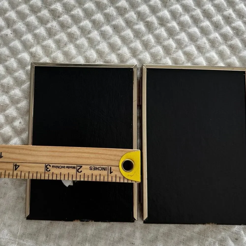 Vintage Silver Tone Double Hinged Picture Frame | Mini Folding Dual Photo Frame